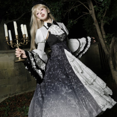 熊逗醤オリジナル枯骨魔法ロリータ女Lolita上着サスペンダースカート日常セット7089