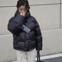 25冬季新款单白鹅绒连帽鹅绒服经典百搭款双开头拉链短款羽绒服女