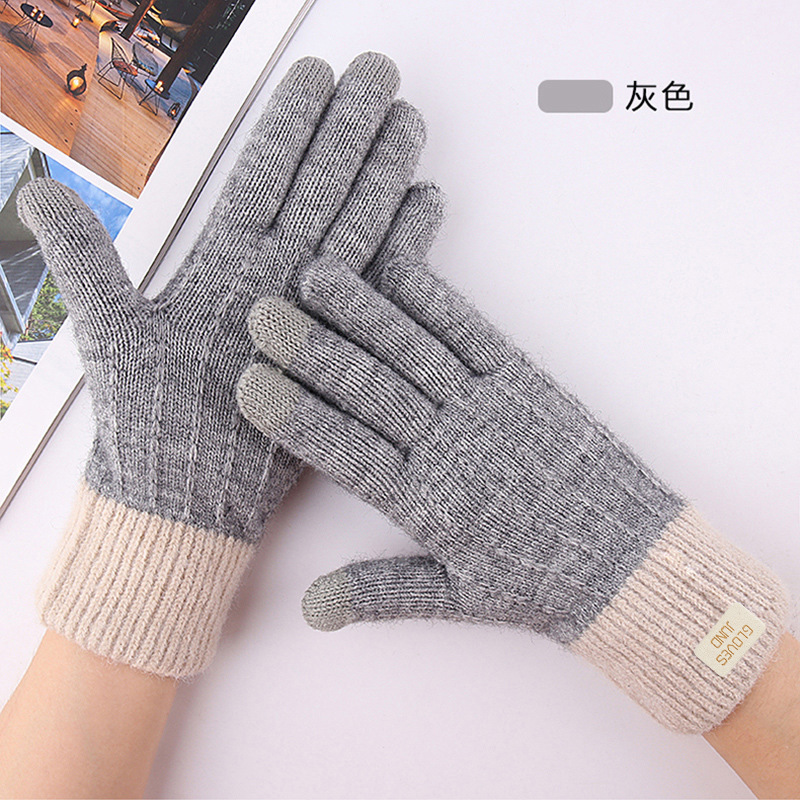 Guantes cálidos con pantalla táctil y diseño de pata de gato, seleccionados con cuidado, a bajo precio, para mujer, guantes de punto gruesos con forro polar para otoño e invierno, para protección contra el frío.