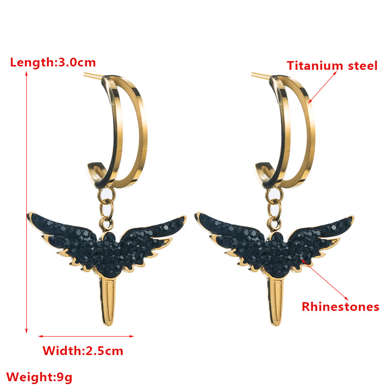 Fashion Angel Wings Stainless Steel Titanium Steel Earrings display picture 1