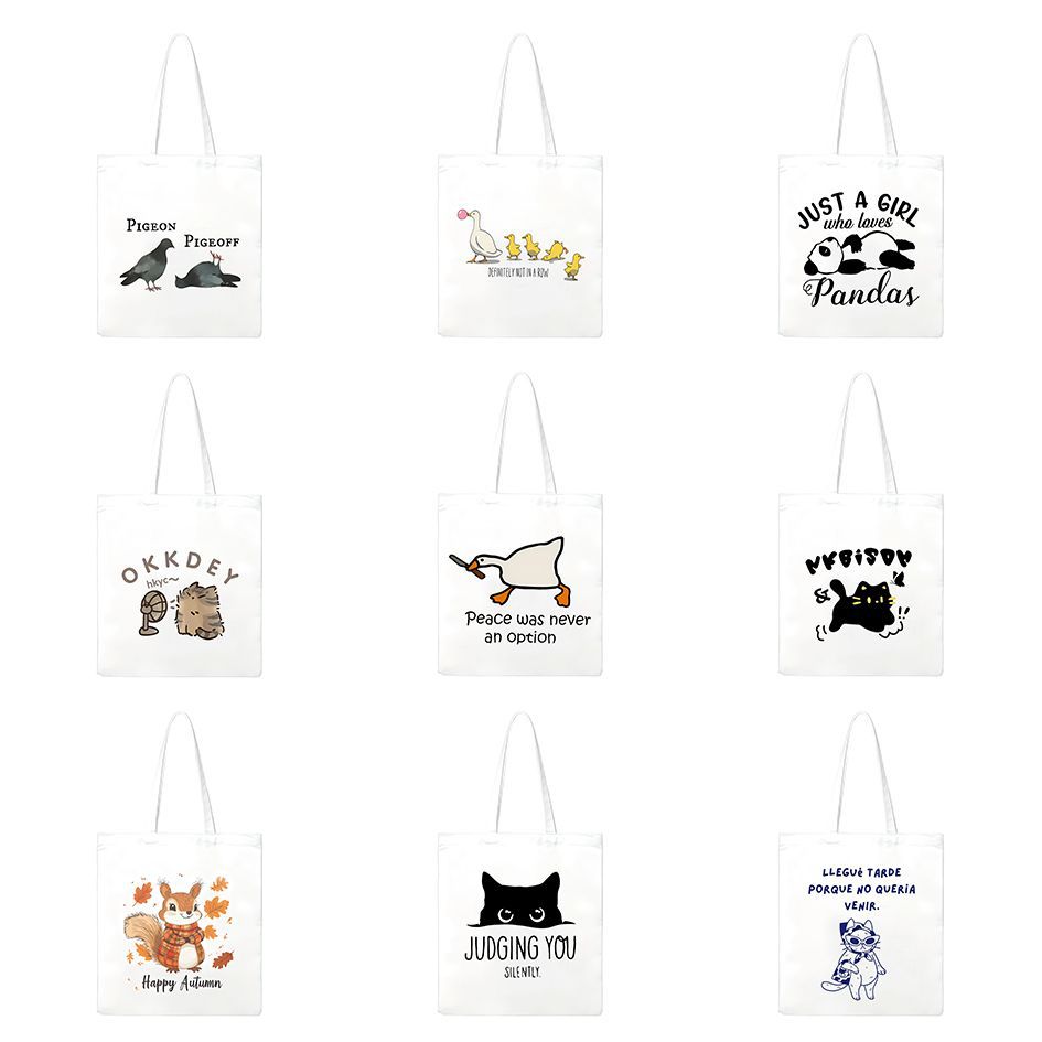Ventas transfronterizas calientes nuevas series de animales de gatito impresión lienzo bolsa de mano de gran capacidad bolsa de hombro bolsa de compras bolsa de mano