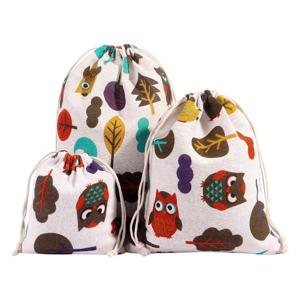 Bolsa de algodón impresa con cordón bolsa de embalaje de regalo rompecabezas para niños Lego bolsa de almacenamiento de bloques de construcción al por mayor