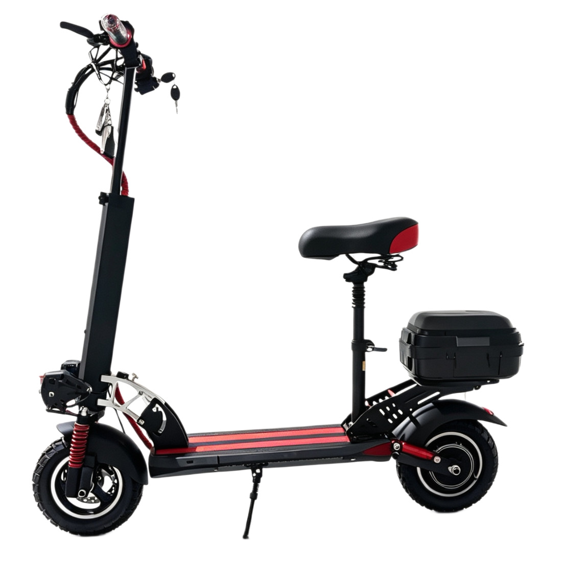 New electric scooter, foldable, with a seat, double-seat design, shock-absorbing wide tires, lithium battery, two-wheeled mobility scooter, and assistive vehicle