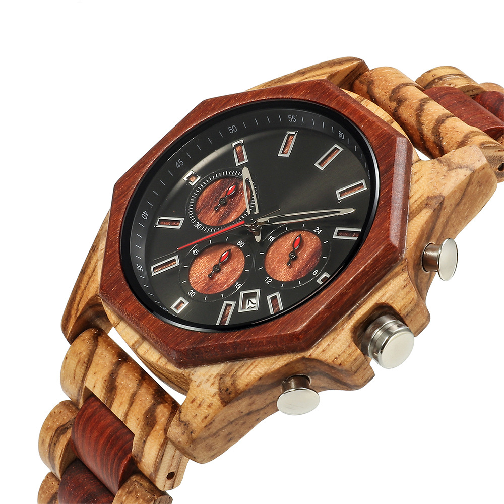 Nouvelle mode créative multi-fonctionnelle ensemble montre à Quartz vente chaude hommes bois montre tempérament montre_voghion.com