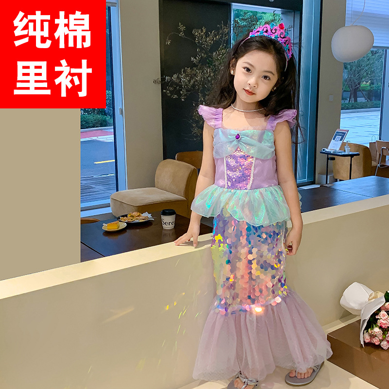 2022 Navidad vestido bebé traje niños lentejuelas fisquined fishtail vestido sirena princesa vestido Niña