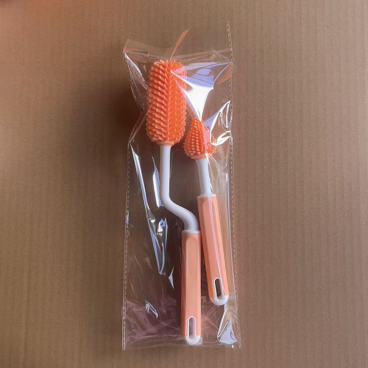 Cepillo de silicona para biberones Cepillo de chupete para bebé Cepillo de pajita Juego de tres piezas Cepillo de limpieza para niños pequeños Juego de combinación de biberones de lavado para bebés