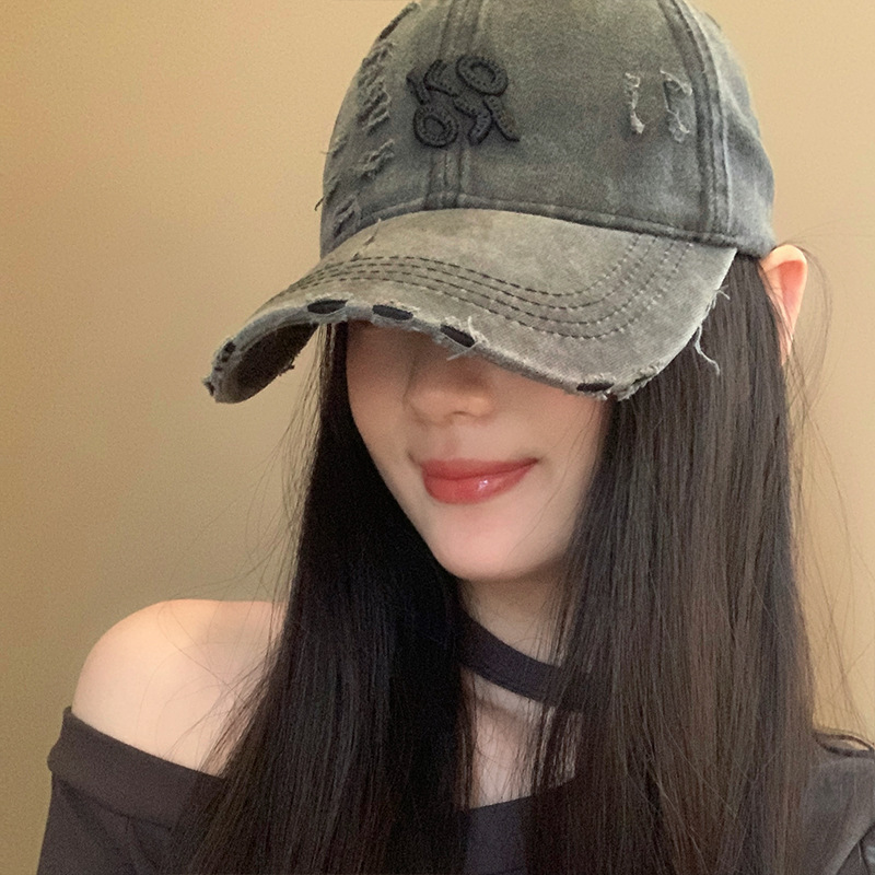 アメリカンレトロなリッピング野球帽女性の春夏の新しい多用途ひさしキャップ顔見せ小さな帽子|undefined