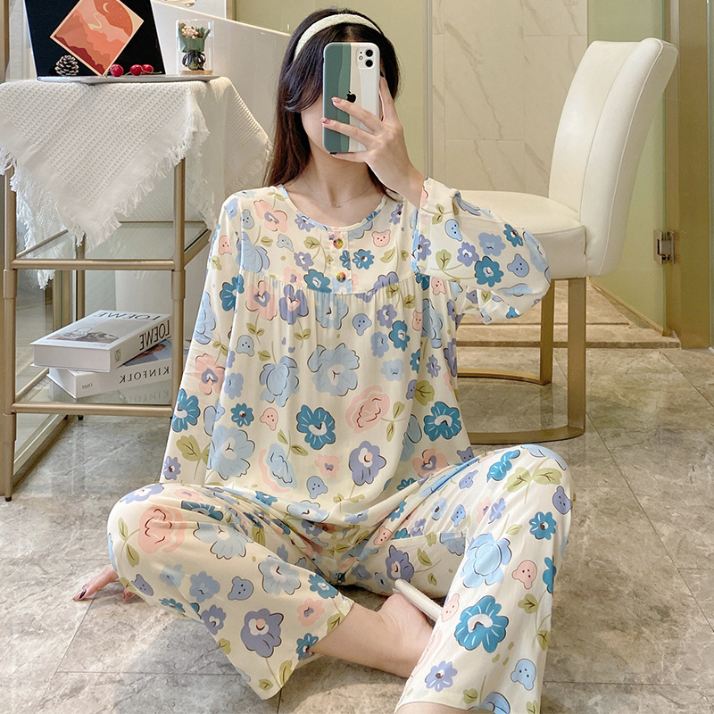 Eni shirt cotton long sleeve pajamas women explosions Ladies Home clothing summer long sleeve rayon suit a generation of hair