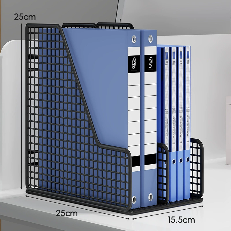 Metal Document Organizer Rack, Mesh File Storage Box, 2–6 Compartments, Black/White Options