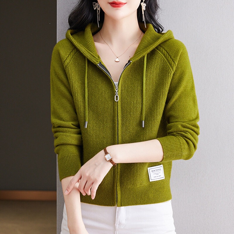 High-end woolen hooded sweatshirt for women, petite cardigan jacket, 2026 new popular model, spring and autumn outerwear, thick sweater High-end woolen hooded sweatshirt for women, petite cardigan jacket, 2026 new popular model, spring and autumn outerwear, thick sweater