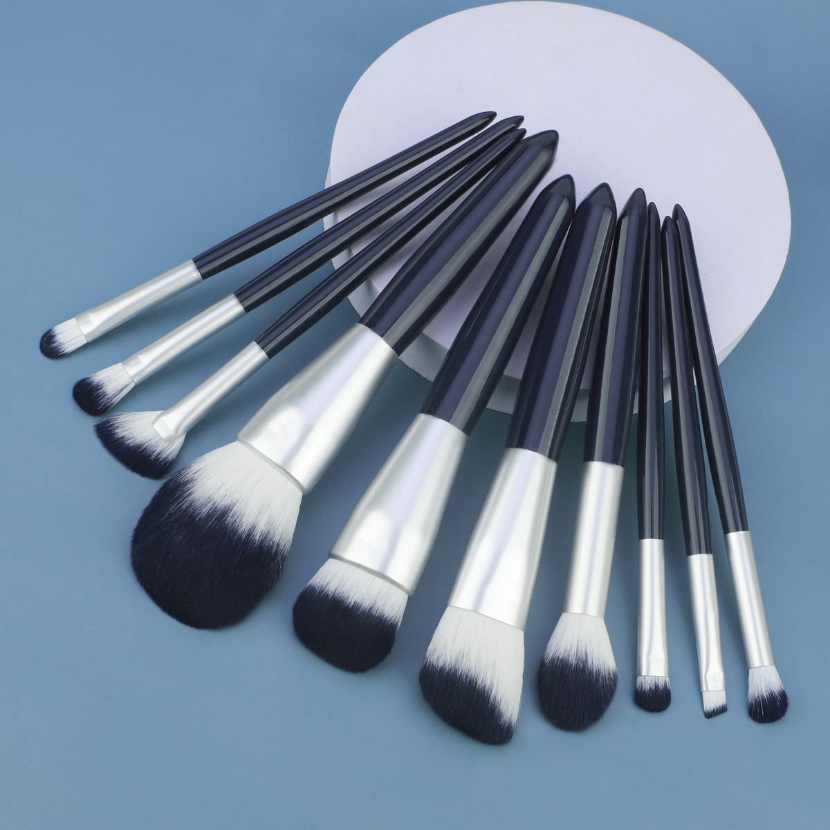 Juego de pinceles de maquillaje transfronterizos 10 pinceles de polvo sueltos de lana suave, pinceles de sombra de ojos, pinceles de rubor, pinceles de resaltado/brillo, herramientas de belleza