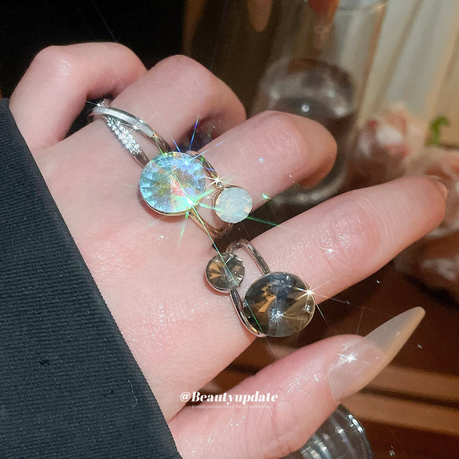 Zirkonia-Perlmutt-Doppelschicht-Kreuzring, modisch, schlicht, vielseitig, elegant, leichter, luxuriöser und hochwertiger Zeigefingerring_voghion.com