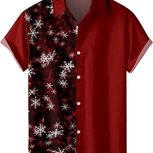 Amazon AliExpress Christmas Series Men's Casual Cross-border 3D Digital Printing Spring and Summer Short Shirt