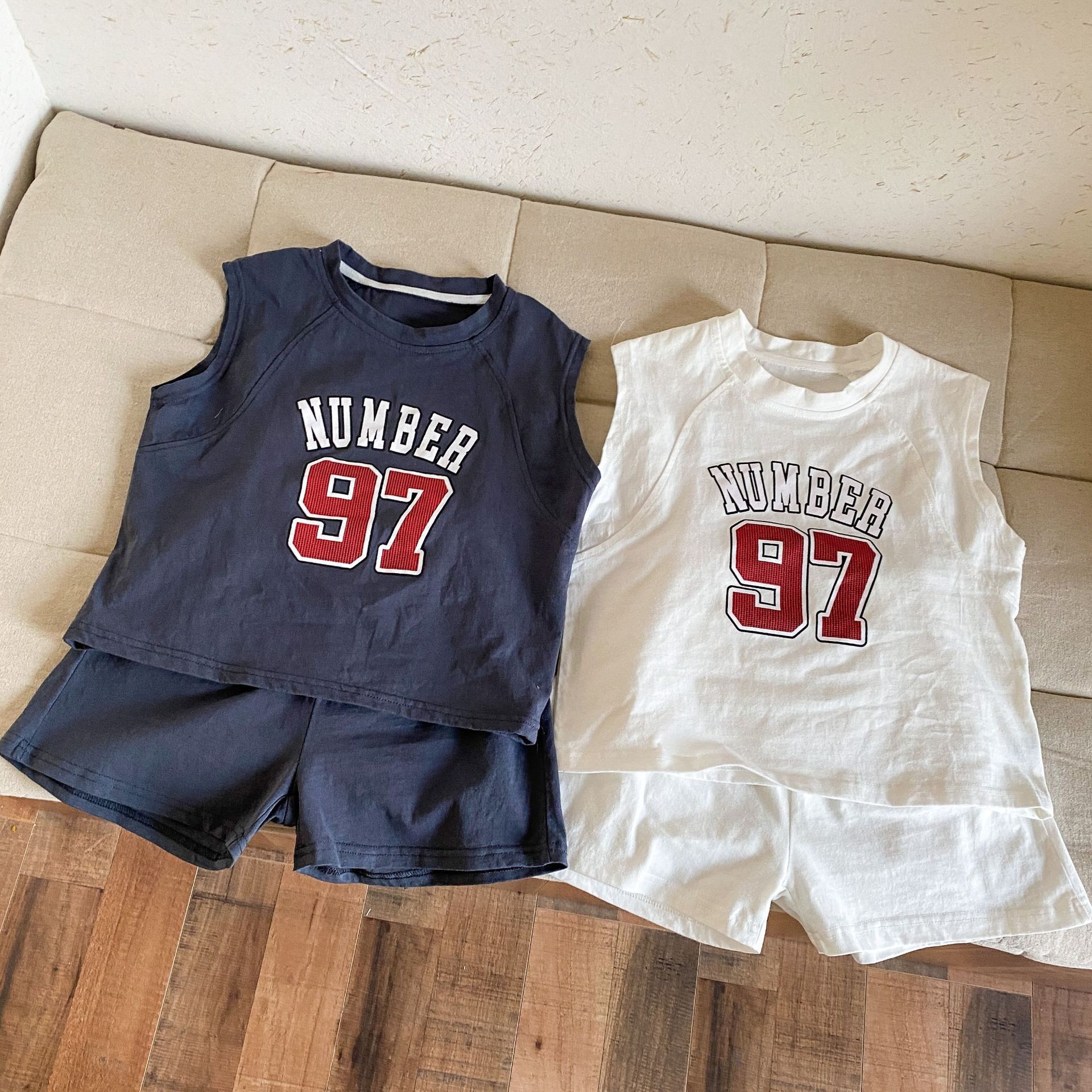 儿童夏季运动套装纯棉韩版女童装休闲宝宝2026新款男童背心两件套