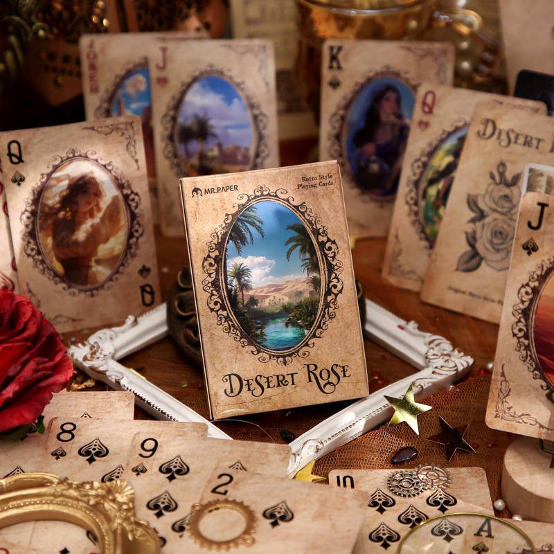Mr. Paper Poker Desert Rose Series Retro Personajes Studentes Tarjeta de papel Entretenimiento Puzzles