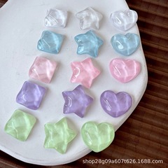 女款冰透水晶五星爱心diy树脂配件饰品手工耳夹吊坠配饰材料批发