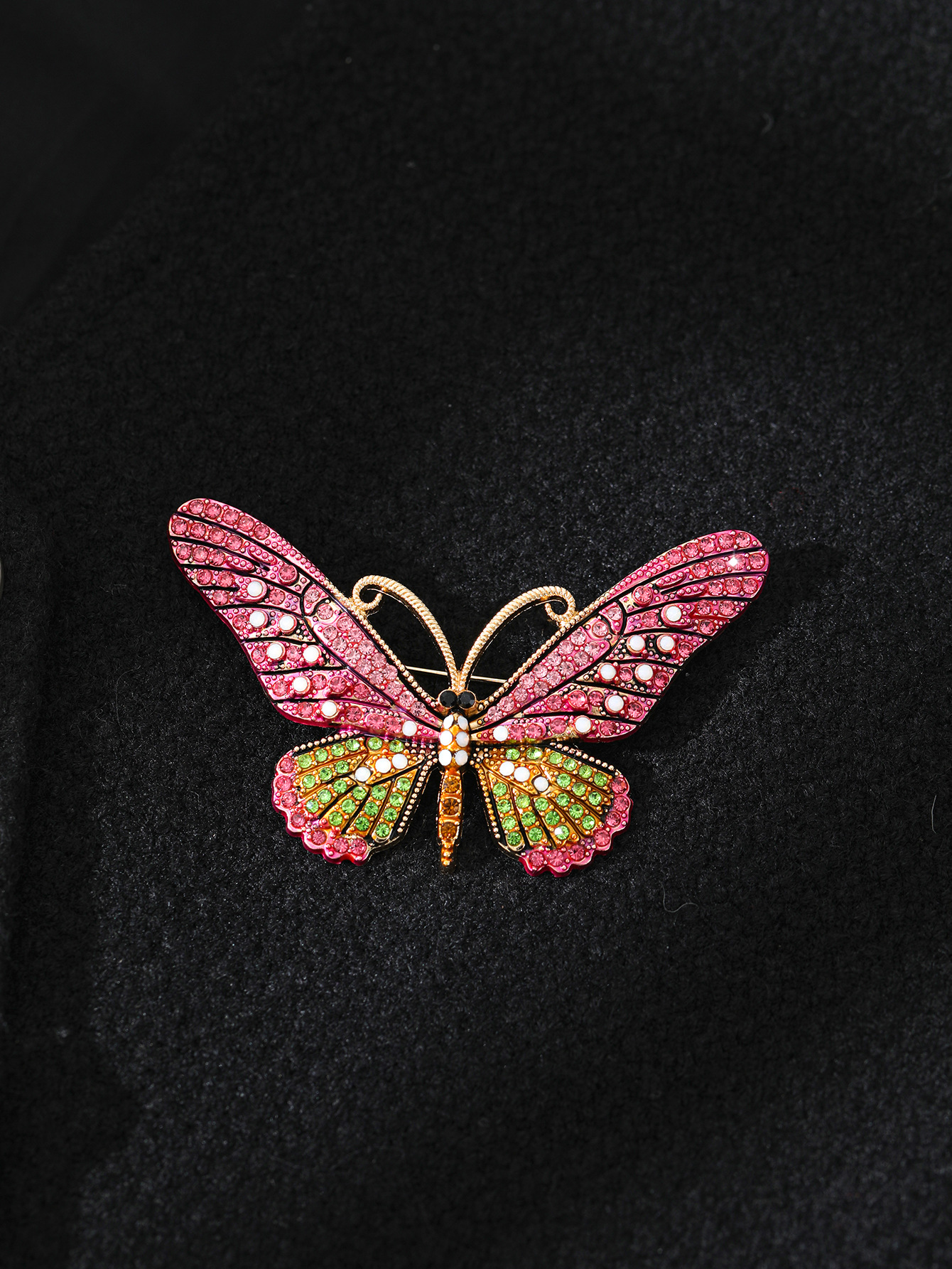New European and American Style Cross-Border Creative Cute Brooch with Butterfly Design, Rhinestones, Enamel, and Oil-Drip Finish, Direct from the Manufacturer
