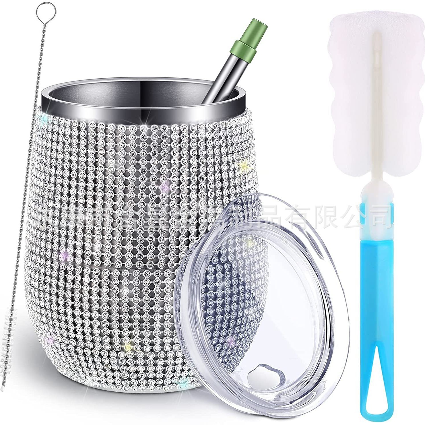 Glight Acero inoxidable diamante brillante taza chica vino café champán huevo taza