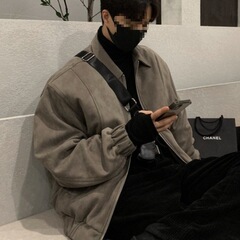 麂皮绒韩系春秋外套男士痞帅高街夹克秋季高级感风格穿搭潮流衣服