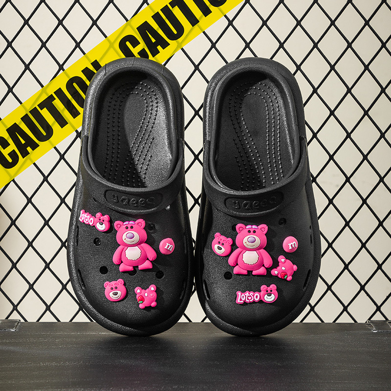 딸기 곰 슬리퍼 블랙