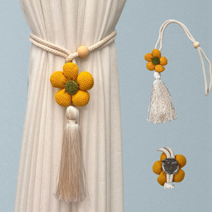 Cross-Border Foreign Trade Amazon Best-Selling Five-Petal Flower Tassel Straps, Creative and Simple Punch-Free Storage Curtain Straps