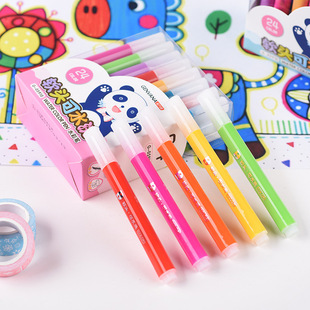 Jinwannian soft head washable watercolor pen 12 colors 24 Colors Children's brush painting student thick head color pen suit