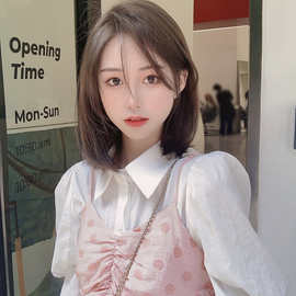 2026春夏季新款女粉色波点吊带连衣裙泡泡袖衬衫两件套装温柔风