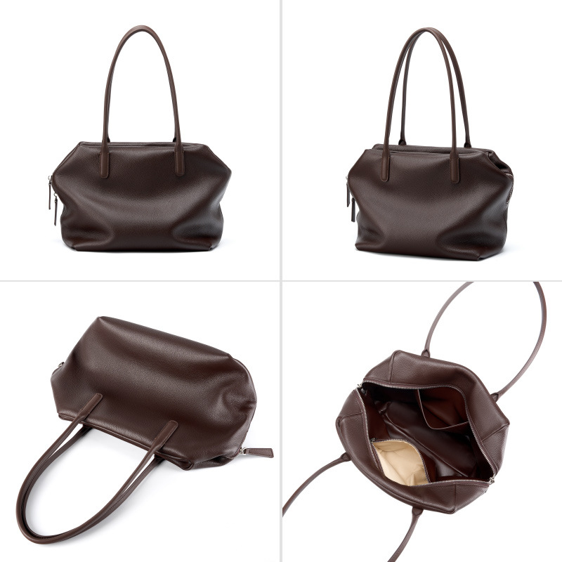 Large Capacity New Women's Luxury Handbag Shoulder Bag Casual Commuter High-End Top Grain Cowhide Underarm Tote Bag - Thumbnail 4