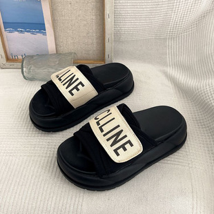 2024 Spring and Autumn Out Slippers Thick-soled Heightened Non-slip Sandals Women's Summer Fashion Shoes Street Shops Popular
