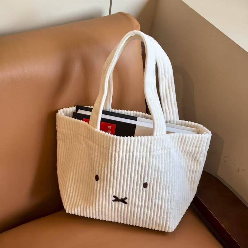 Miffy Rabbit Corduroy Embroidered Handbag Commuting Versatile High-Value Portable Large-Capacity New Student Cute
