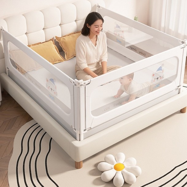 La valla de la cama infantil con base en forma de u triangular evita que el bebé se caiga de la valla de protección de la cama, la fábrica de juegos de la barandilla de la cama infantil image 7