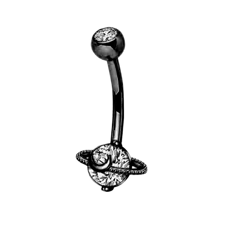Heart Moon Navel Ring 316L Surgical Steel Belly Button Ring Dangle Planet detail image 9