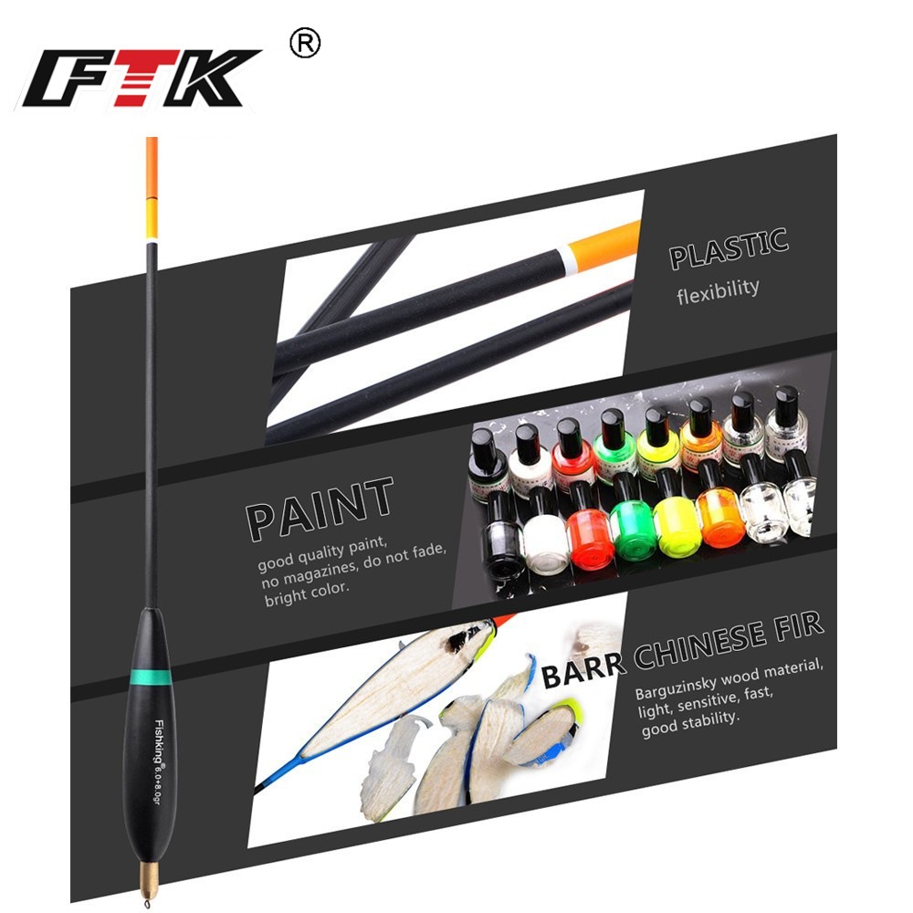 Flotadores de pesca Fishking para pesca en roca, cabeza de cobre con plomada, madera de abeto, gran flotabilidad, engrosados, juego de cuatro, venta al por mayor.