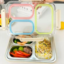 保温饭盒304不锈钢学生上班族专用多巴胺三分格可微波加热大容量