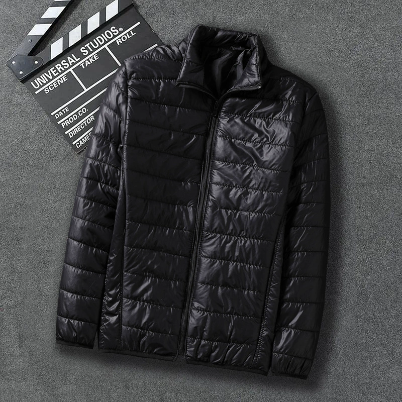 Light and thin men's down jacket with down with hood, plus size, slim fit