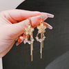 Fashionable long earrings with tassels, design South Korean goods, cat's eye, flowered, trend of season