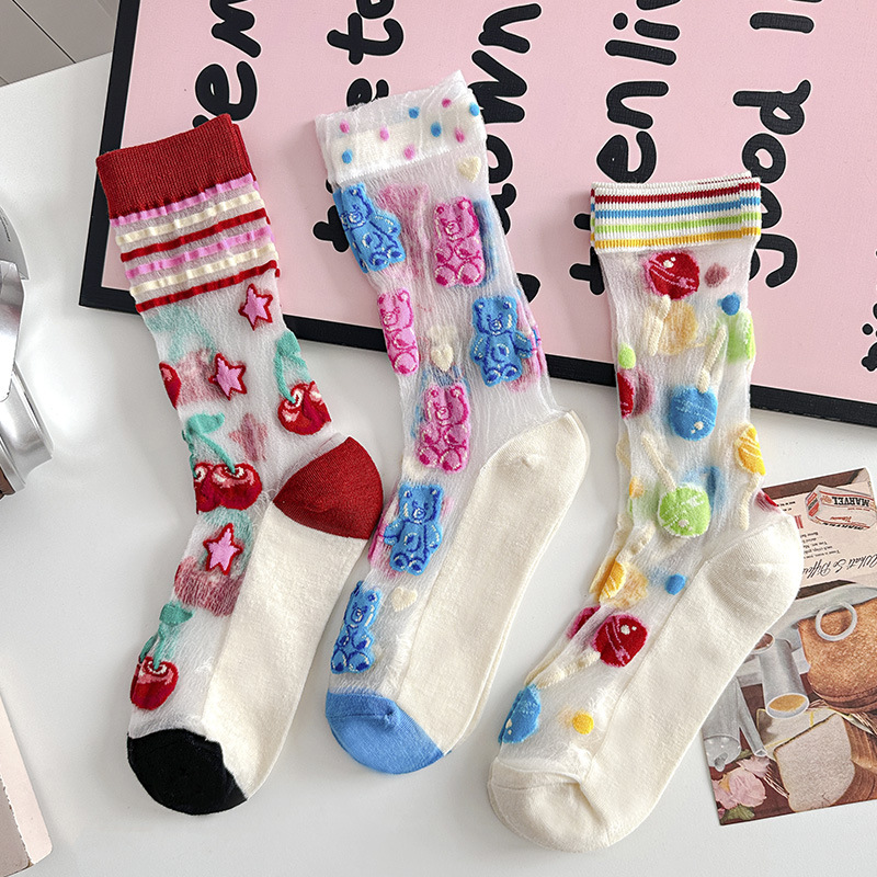 Calcetines de mujer de seda de cristal transparente ultrafinos de alta calidad, estilo hada tulipán, para primavera y verano, modernos y únicos