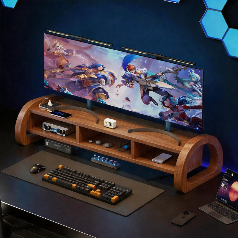Desktop Computer Elevated Stand Office Monitor Shelf Dormitory Laptop Stand Workstation Base Storage Rack
