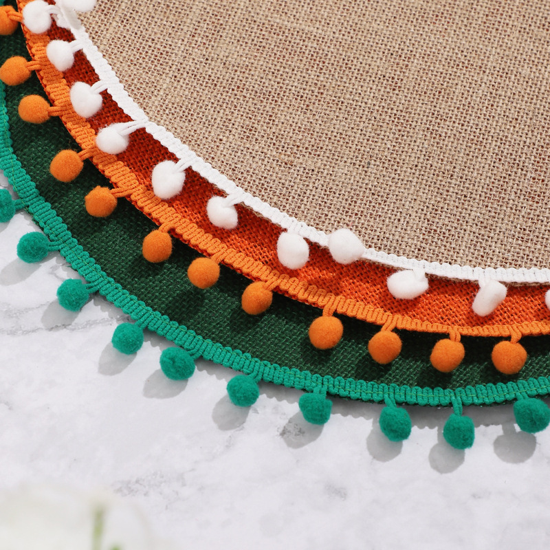 Christmas Day Color Matching Cross-Border Category Table Decoration Mat Jute Material Placemat Holiday Supplies Western Placemat Can Be Shipped on Behalf of Others