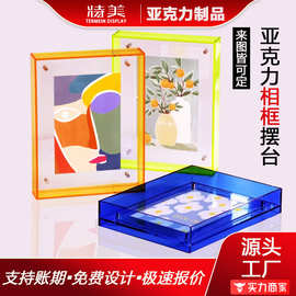 亚克力相框双面透明展示框创意摆台 防尘强磁正方形画框定制