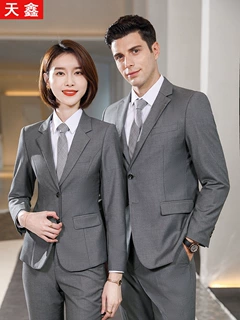职业西服套装男女灰色正装外套售楼部销售工作服4S店工装银行西装