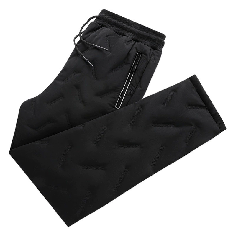 Мужские зимние утепленные флисовые брюки с логотипом, большие размеры, свободный крой, спортивные штаны-джоггеры, штаны с наполнителем из пуха, модный бренд