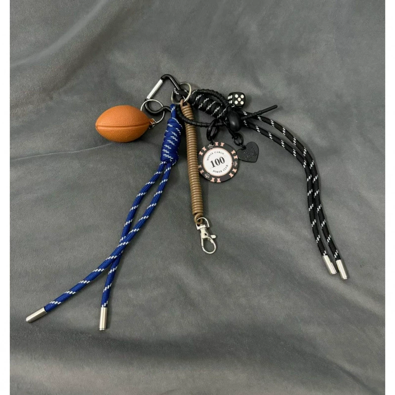 Handmade Baseball Keychain, woven strap handle, assorted cute pendants, 0.1 kg