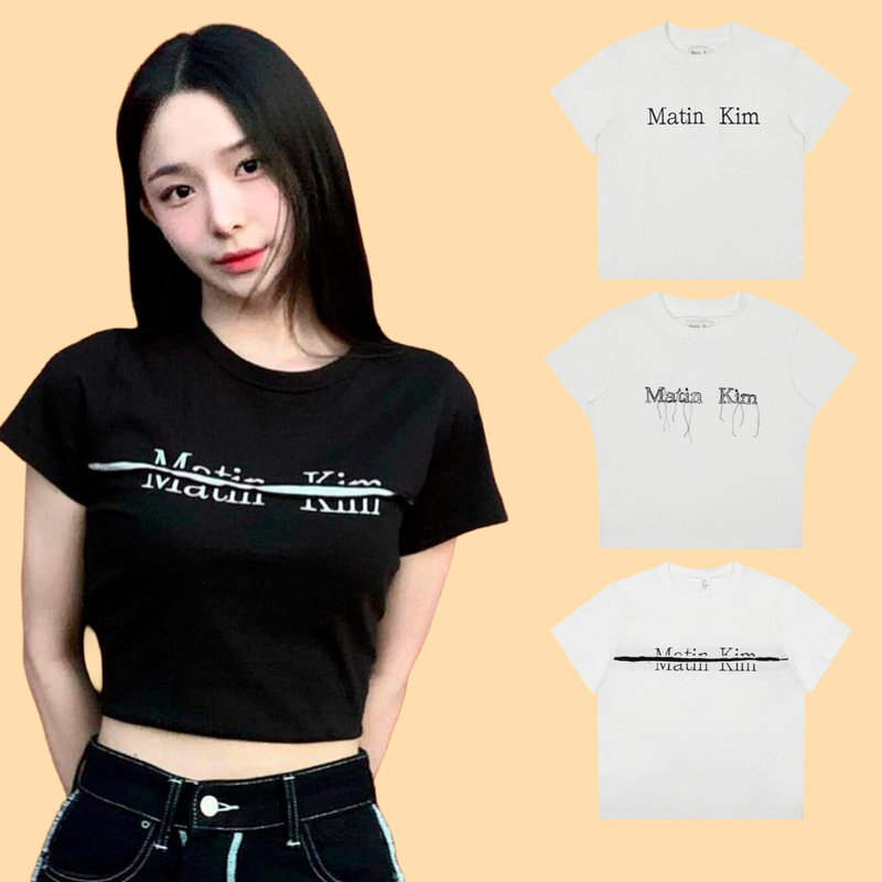 Korean Niche Fashion Brand Matin Kim Short-Sleeve T-Shirt for Women, 2026 Summer New Slim-Fit Mk Short Shoulder-Length Top Korean Niche Fashion Brand Matin Kim Short-Sleeve T-Shirt for Women, 2026 Summer New Slim-Fit Mk Short Shoulder-Length Top