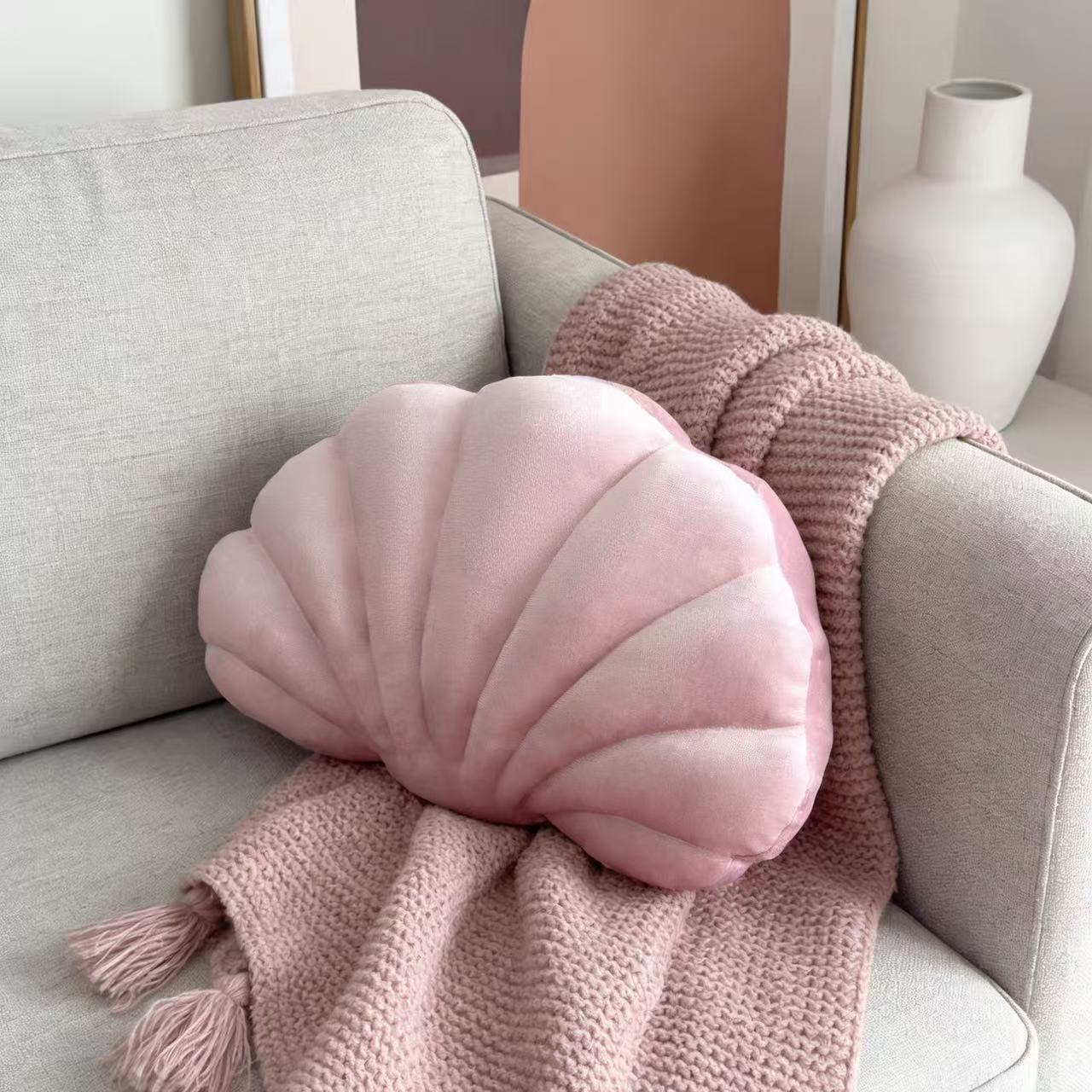 Zhang Yixing's Same Style Plush Shell-Shaped Pillow for Home Aquarium Decoration, Sofa Office Marine Animal Pillow