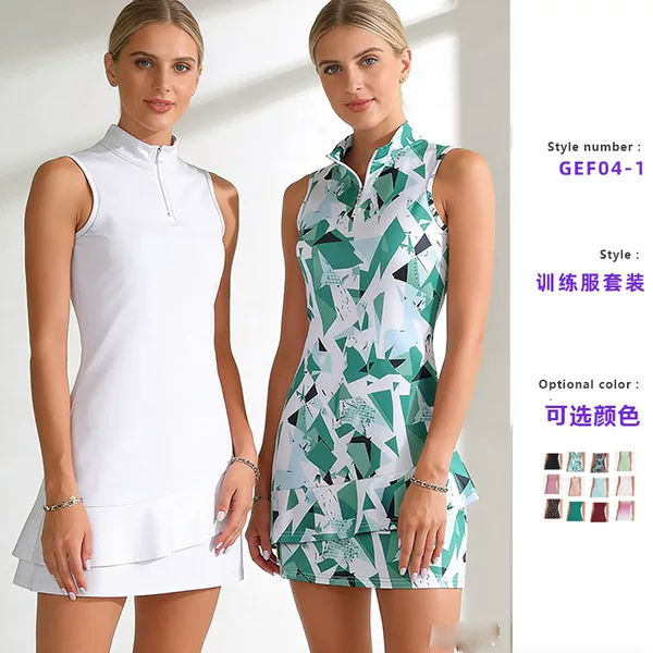 European and American Cross-Border Women's Clothing Foreign Trade Women's Tennis, Football, and Golf Outfit Set, Sleeveless Training Shorts and Top Two-Piece Set