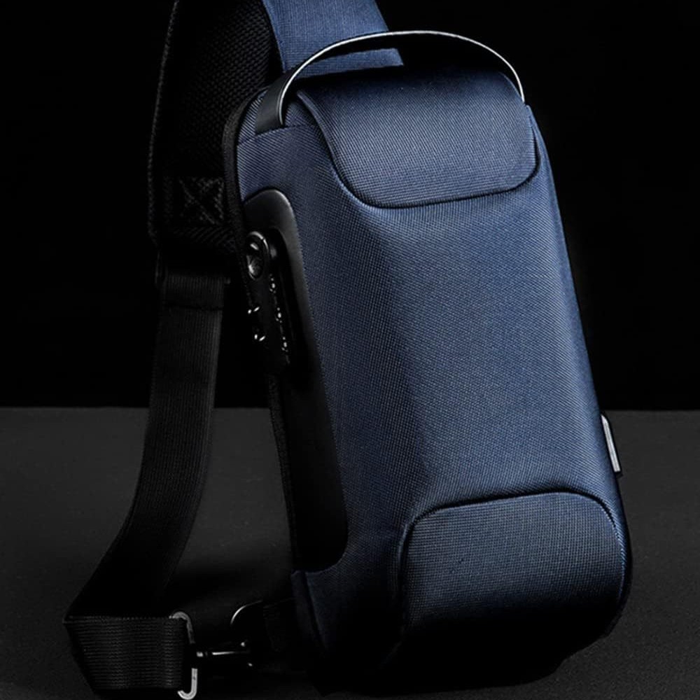 Bolso crossbody de los deportes del paño de Oxford del bolso del pecho de los hombres Bolso crossbody impermeable anti-rasguño antirrobo de la cerradura de la contraseña