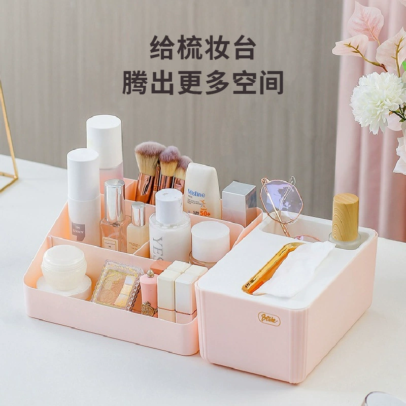 Plastic capacious table storage box, cosmetic lipstick, storage system