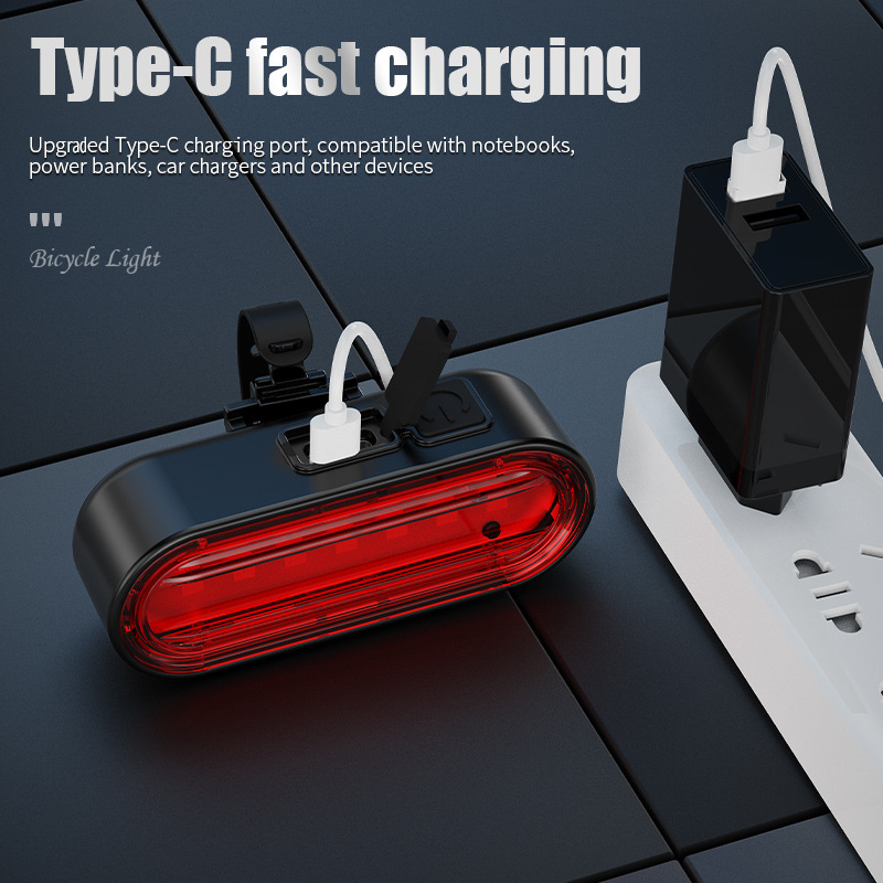 Luz trasera de carga USB para bicicletas de montaña para montar por la noche Luz de advertencia flash Luz de sillín para equipos de montar