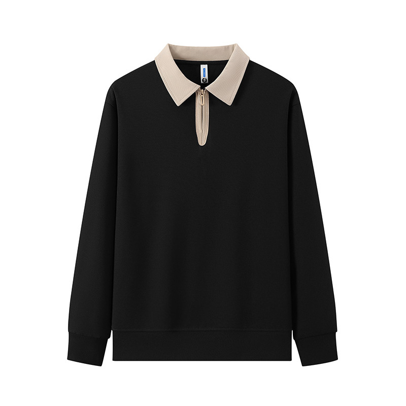 T-shirt ample à manches longues tendance automne sweat-shirt vêtements supérieurs pour hommes, nouveau style avec col à revers à l'extérieur et décontracté_voghion.com